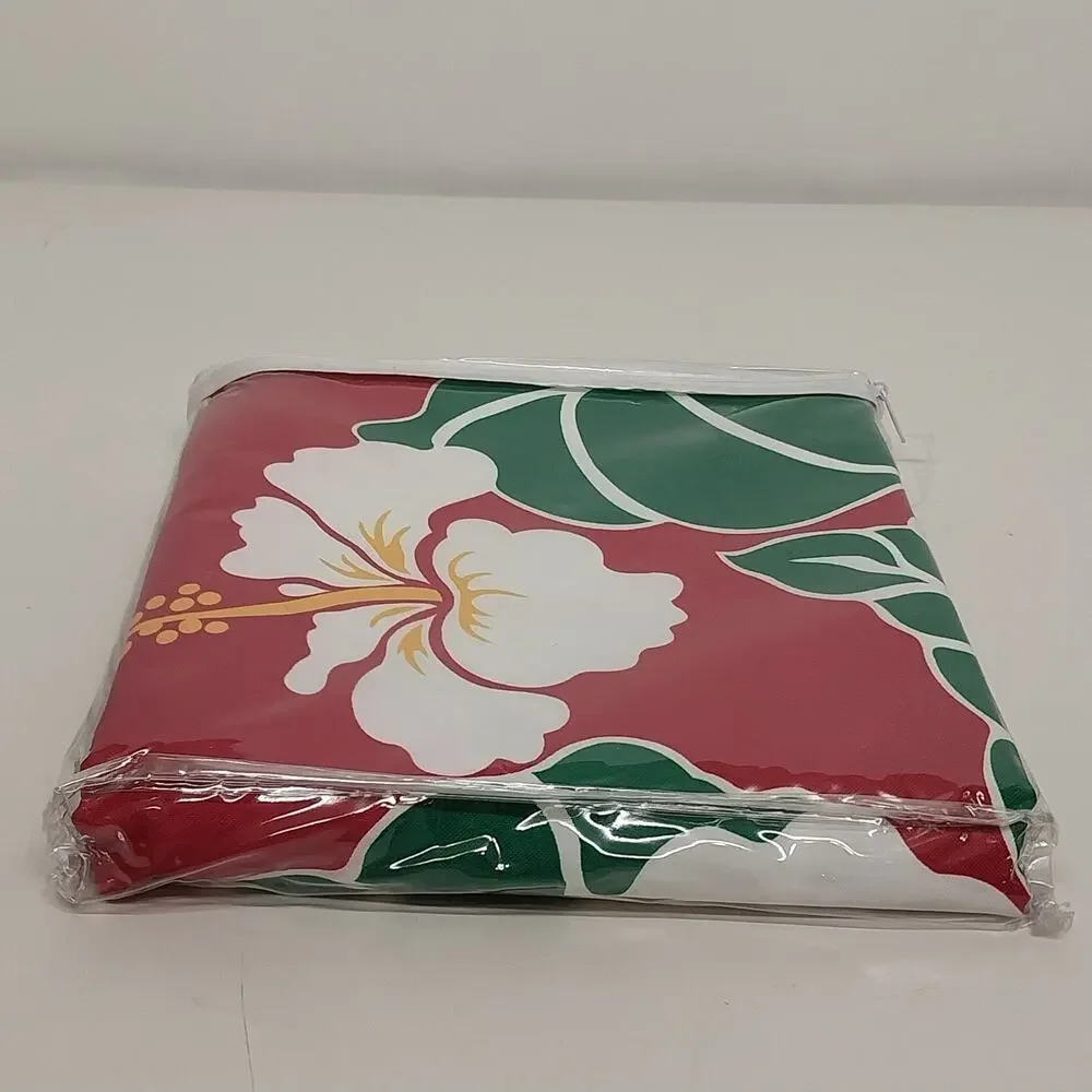 Kauhale Living Hawaiian Hibiscus Floral Tablecloth Red Green White 60
